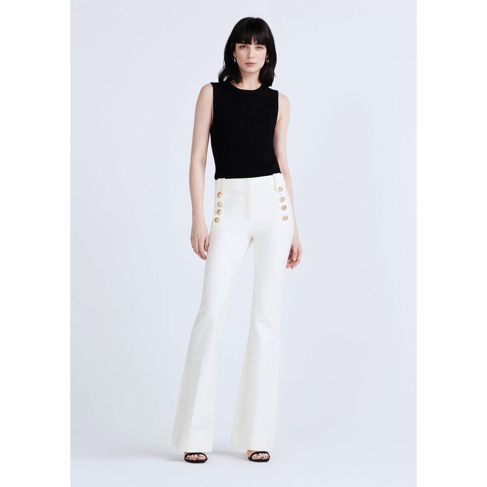 NWOT Derek Lam Robertson Flare Trousers with Gold Tone Sailer Buttons Size 6, 8